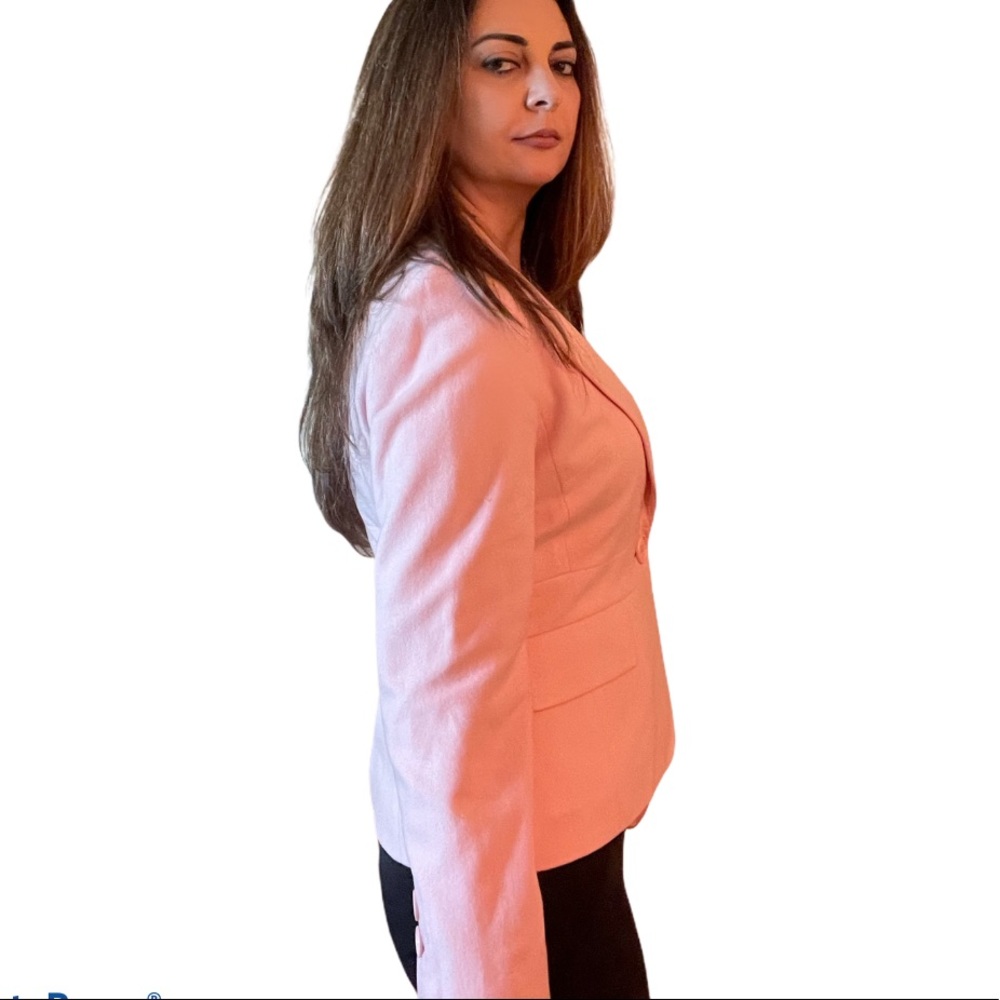 Loft Light Pink One-Button Wool Blazer Jacket 6 - image 4